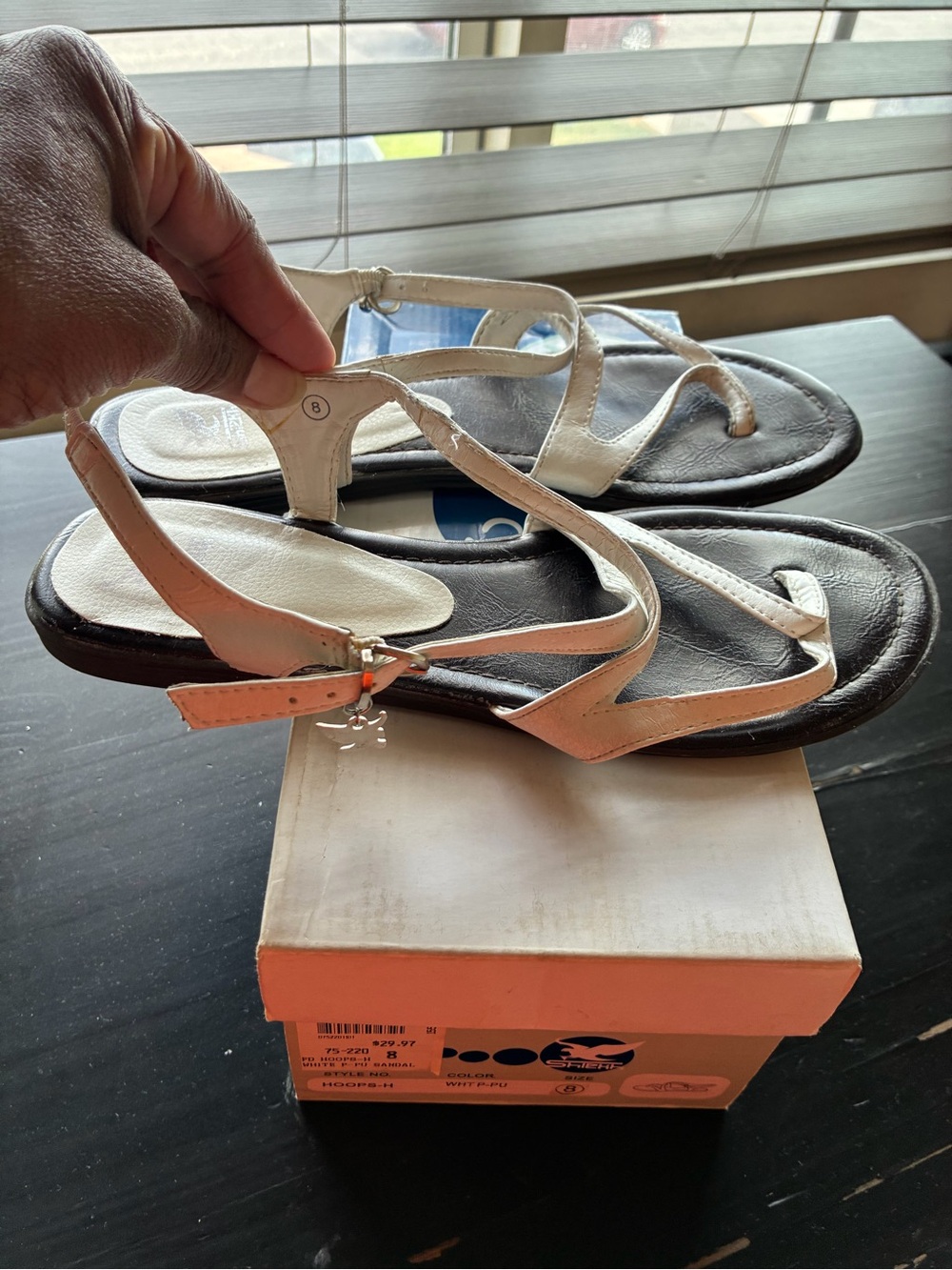 Shiekh White Strappy Toe-Loop Slingback Sandals